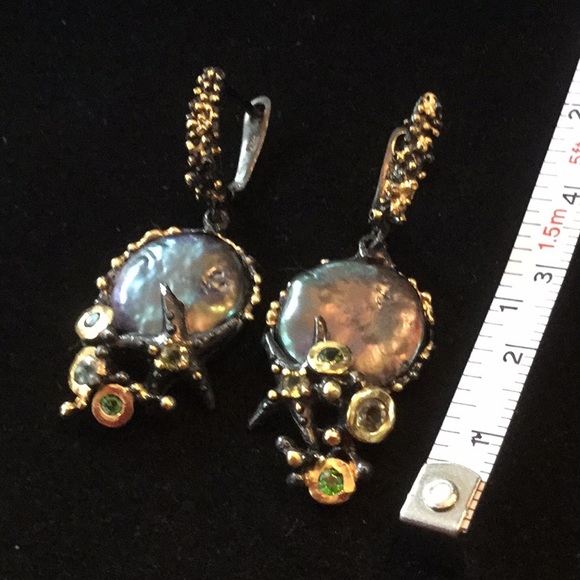 Exquisite Genuine Peacock Pearl Earrings - Picture 7 of 7